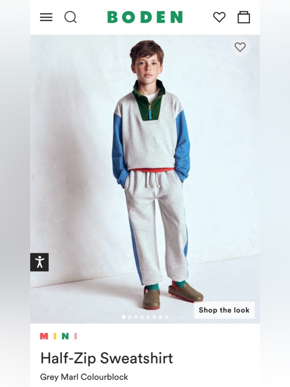 NWT Mini Boden Colorblock Quarter Zip